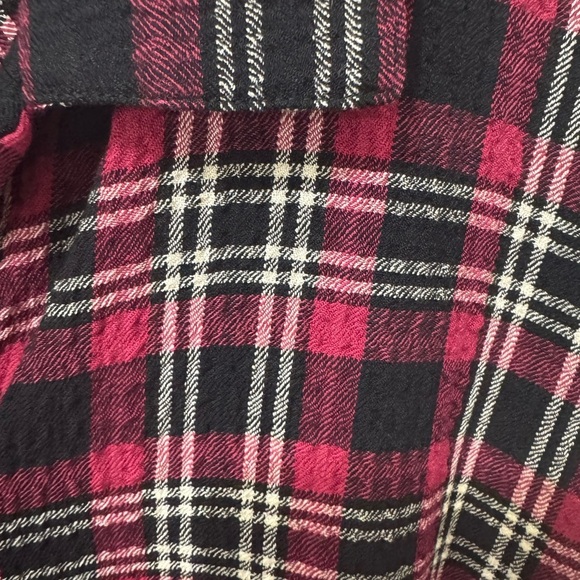 Habitat Plaid Gauzy Button Down Blouse Size Large - Picture 4 of 5